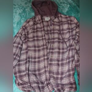 American Eagle Outfitters Purple Plaid Hooded Jacket